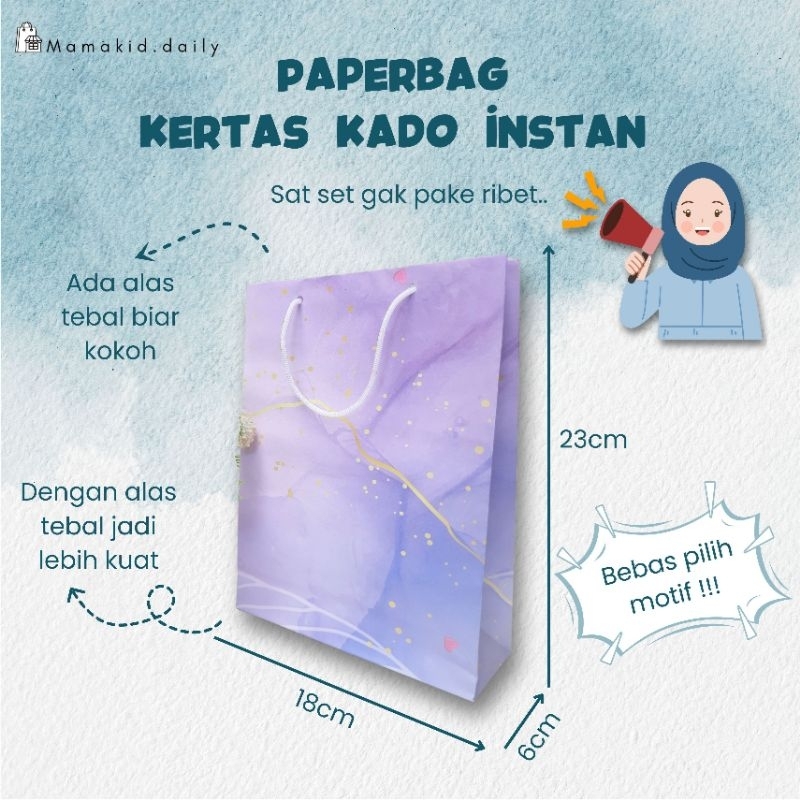 

KERTAS BUNGKUS KADO INSTAN / PAPERBAG KADO KECIL / BEBAS PILIH MOTIF