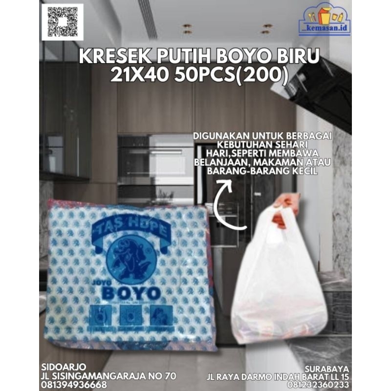 KRESEK PUTIH BOYO BIRU 21X40 50PCS