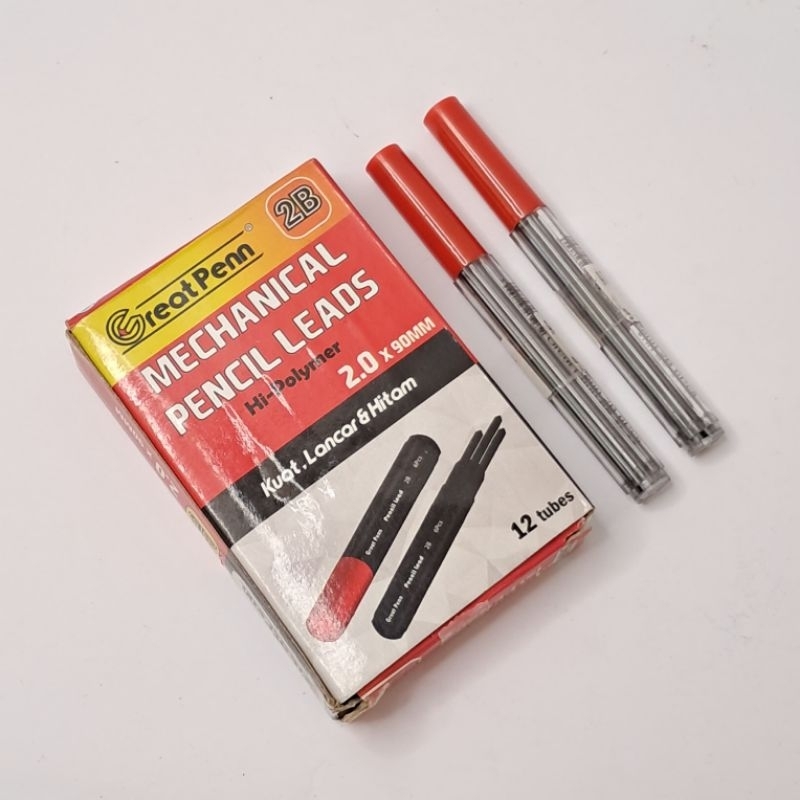 

refill pensil great penn mechanical lead 2B 2.0mm isi ulang (12pcs)