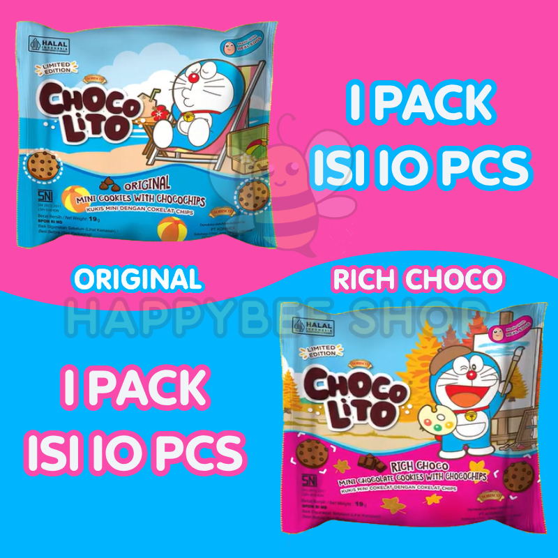 

Choco Lito Mini Cookies Chocolito Doraemon 1 Pack Isi 10 Pcs @15gr