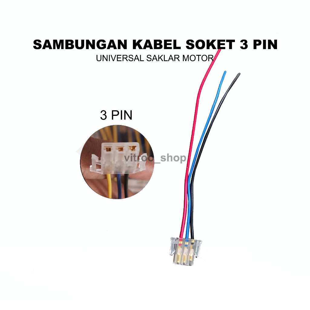 SOC3 - Socket Soket Saklar Kabel Lampu Dim On Off Sein Motor 3 Pin Untuk Motor Beat Fi Injeksi Vario
