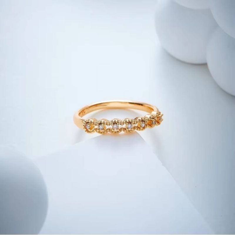 Cincin Titanium Wanita Emas Muda Anti Karat Asli Silver Emas Couple