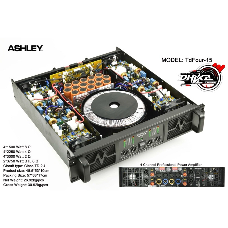 POWER ASHLEY TDFOUR-15 CLASS TD 4 CHANNEL / POWER ASHLEY TD FOUR 15 CLASS TD 4 CHANNEL ORIGINAL / Po
