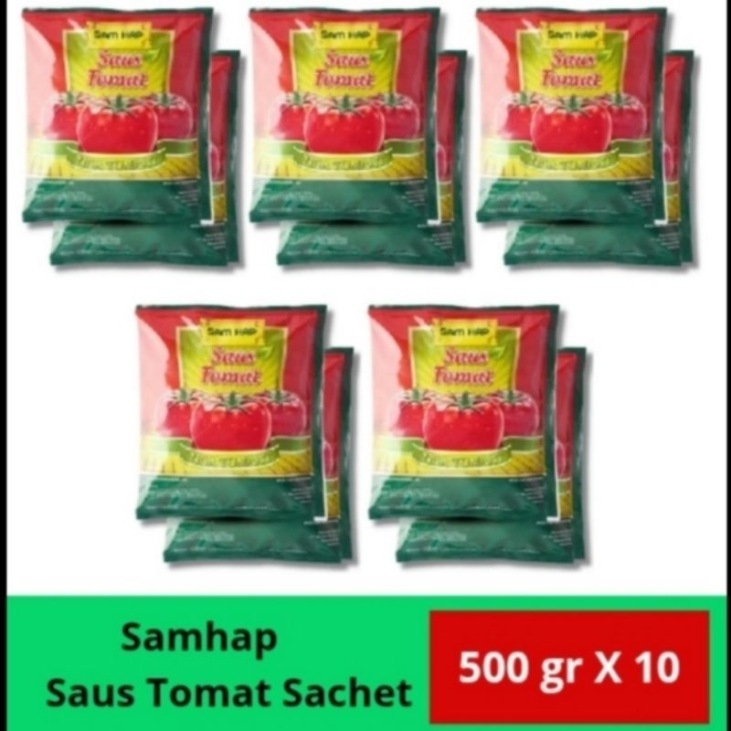 

SAMHAP SAUS TOMAT SACHET 500gr (10 Pcs) Refil Saus Tomat Cap Tiga Tomat Exp Juni 2026