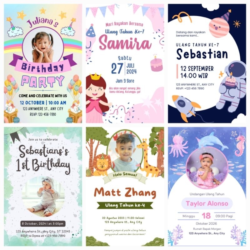 Undangan ultah anak bisa pakai foto anak