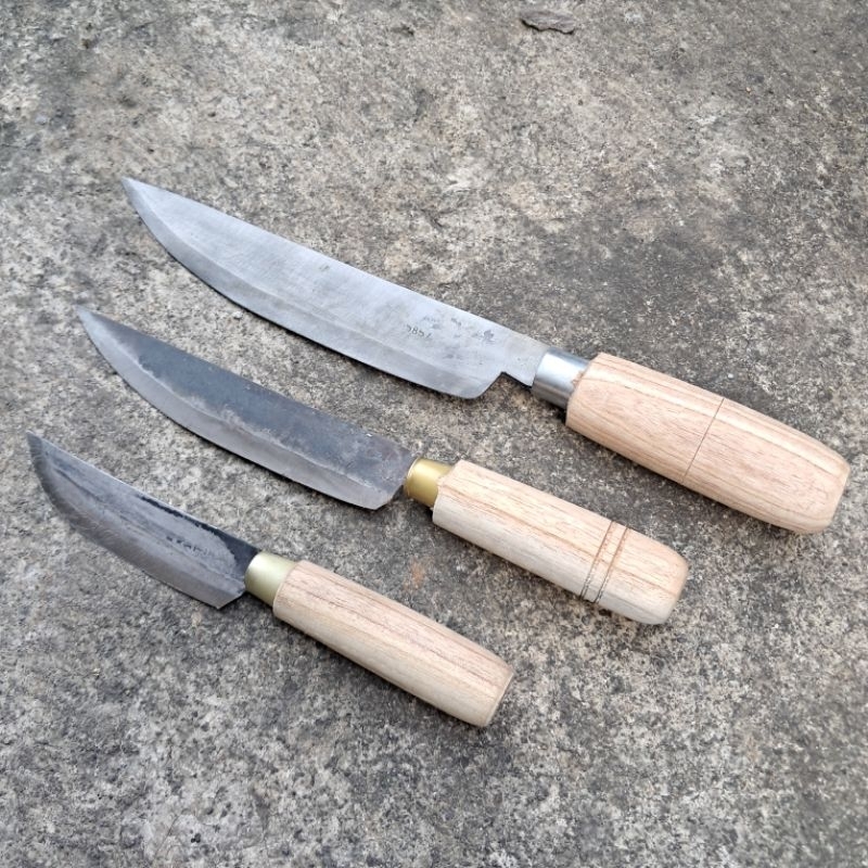 paket 3pcs pisau seset pisau daging pisau sembelih pisau bahan baja per asli serbaguna