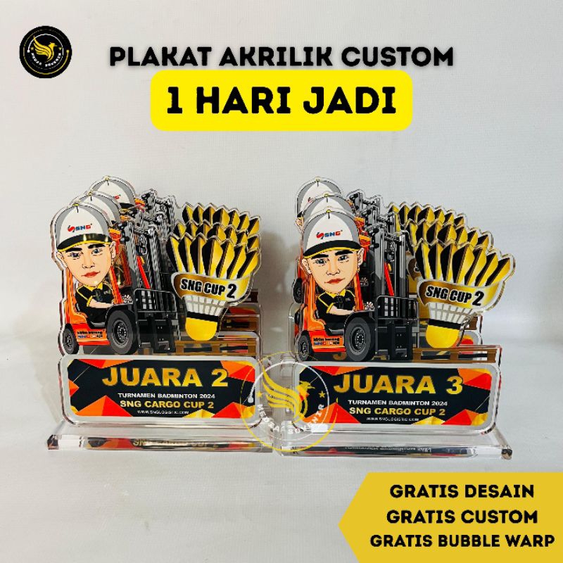 Plakat, Plakat Badminton, Plakat Bulutangkis, Piala Bulutangkis, Piala Badminton, Plakat Custom