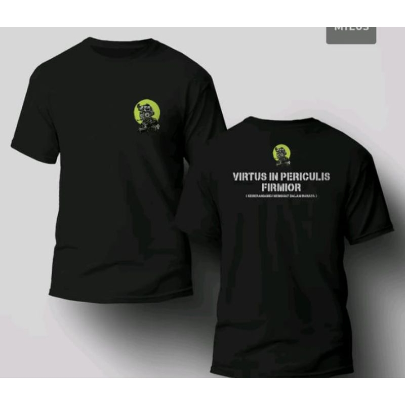 KAOS HITAM MILITER LATIN VIRTUS IN PERCULIS - TENTARA TAKTIKAL GAS MASK