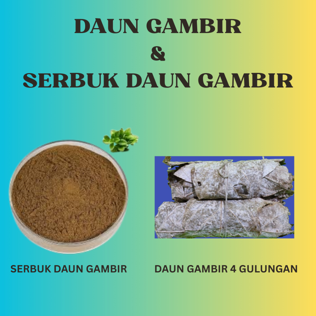 

SERBUK/BUBUK DAUN GAMBIR DAN DAUN GAMBIR 1IKAT 4 GULUNGAN
