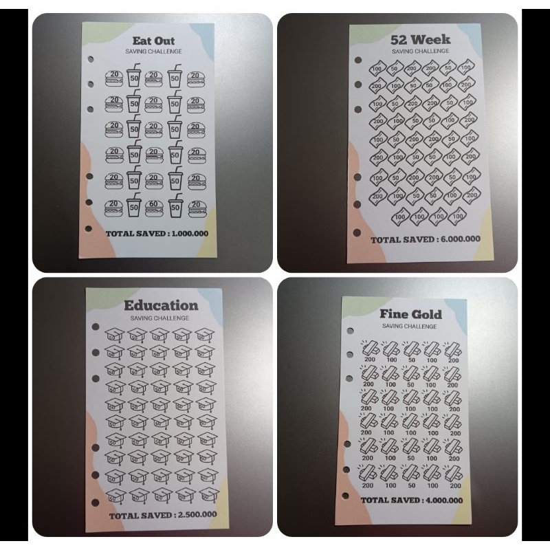 

Saving Challenge Kertas Binder A6