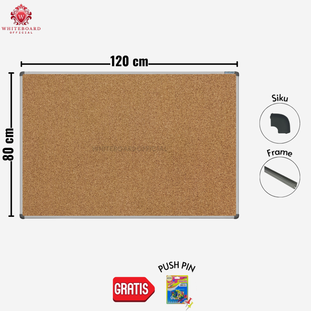 

SAKANA Cork Board Gantung 80x120cm / Message Board / Pin Board / Papan Mading / Papan Pengumuman