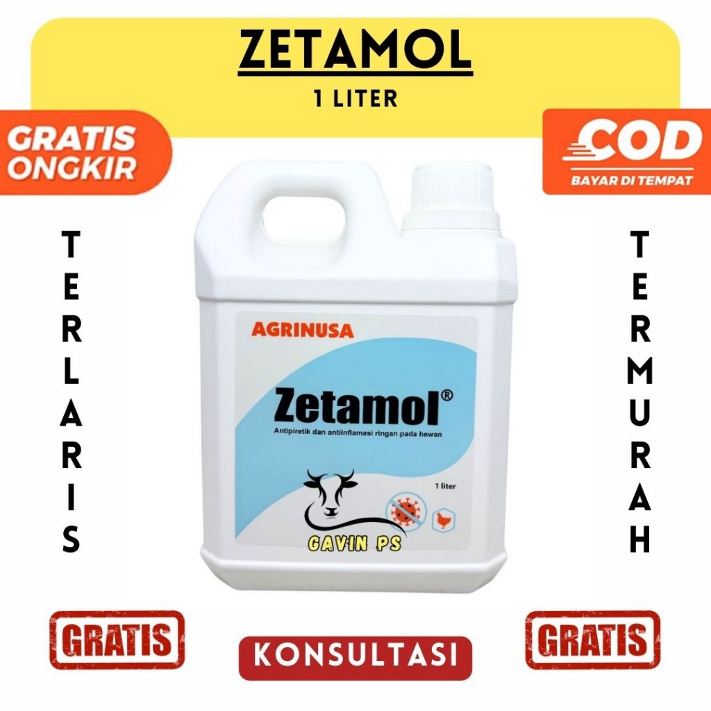 ZETAMOL 1 LITER - Obat Radang dan Demam Unggas, Paracetamol Cair like PARAGIN