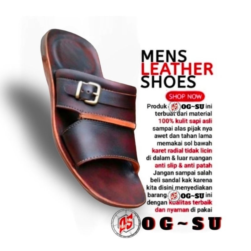 Sandal pria kulit asli sandal kulit pria model selop kulit berkualitas