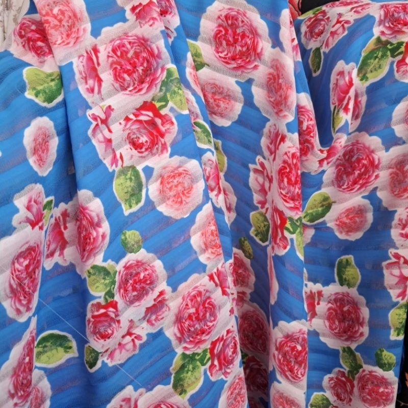 kain sifon premium motif kembang - kain sifon dobi antik motif kembang