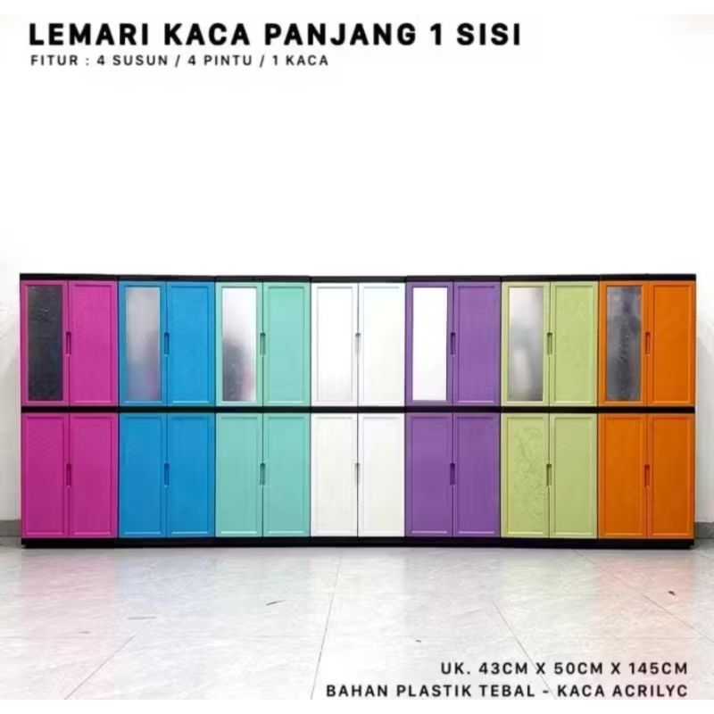 LEMARI PAKAIAN FAWSLINE KACA PANJANG /LEMARI PLASTIK FAWSLINE KACA / LEMARI KACA PANJANG