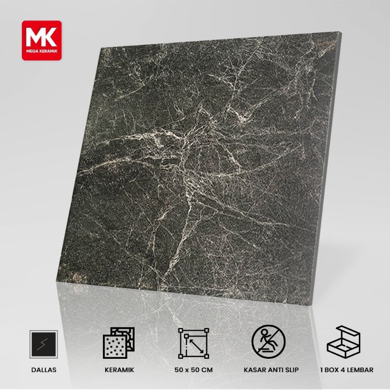 Keramik Lantai Kasar Dallas Black 50x50