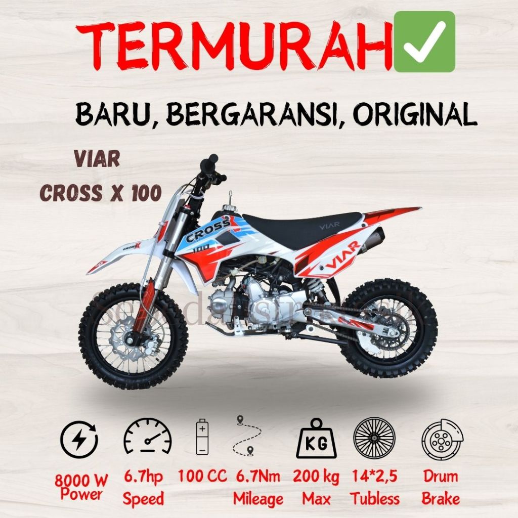 MOTOR MINI TRAIL VIAR CROSS X 100 - ORIGINAL - GARANSI RESMI - MOTOR MINI TRAIL MURAH