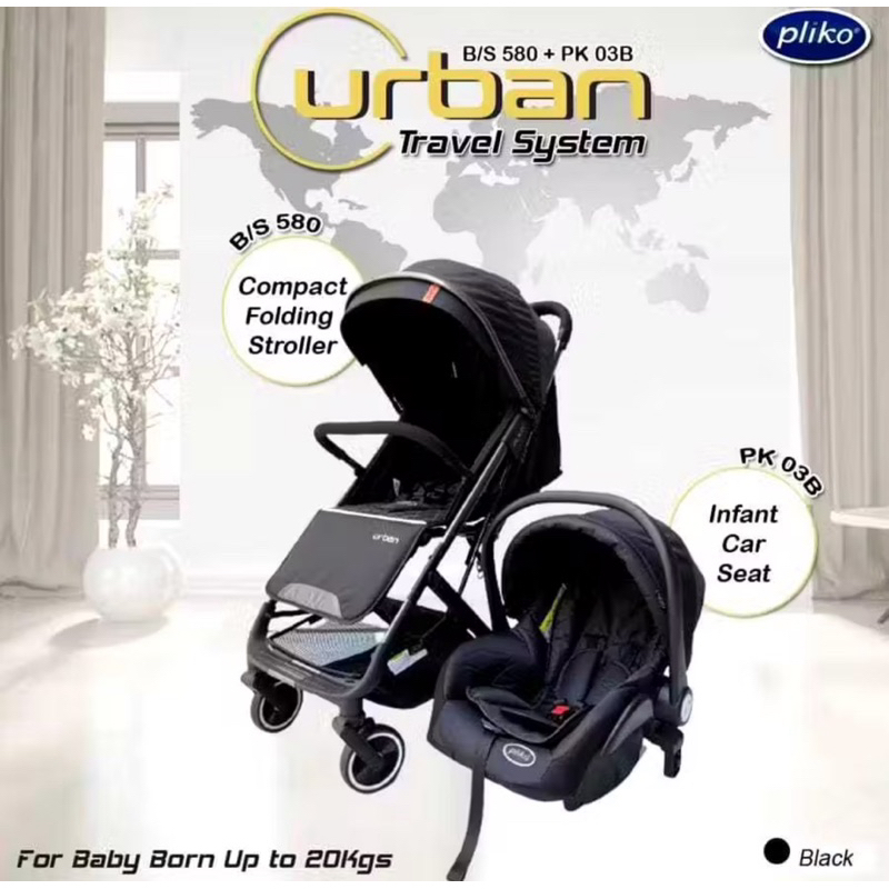 Stroller Bayi Pliko Urban Bs 580 Ts Travel System / Stroller Travel Sistem Kereta Bayi + car seat 2i