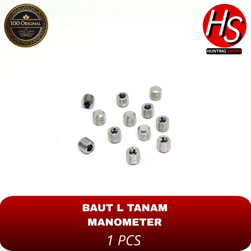 Baut L Tanam Manometer Pcp, Baut Tanam Mano Pcp, Baut L Tanam M10*1, Baut L Manometer Pcp M10*1