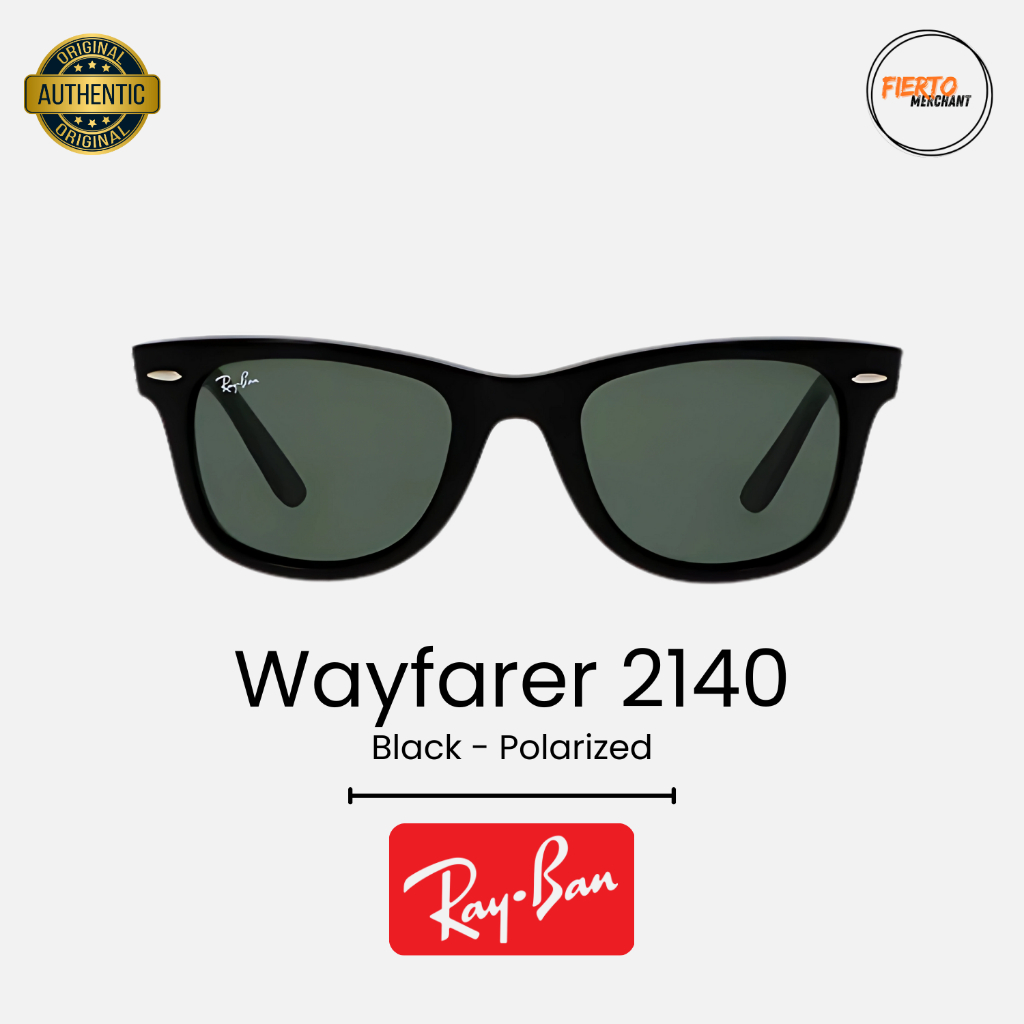 Kacamata Rayban/Ray-Ban Wayfarer 2140 Hitam Doff Ori/Original