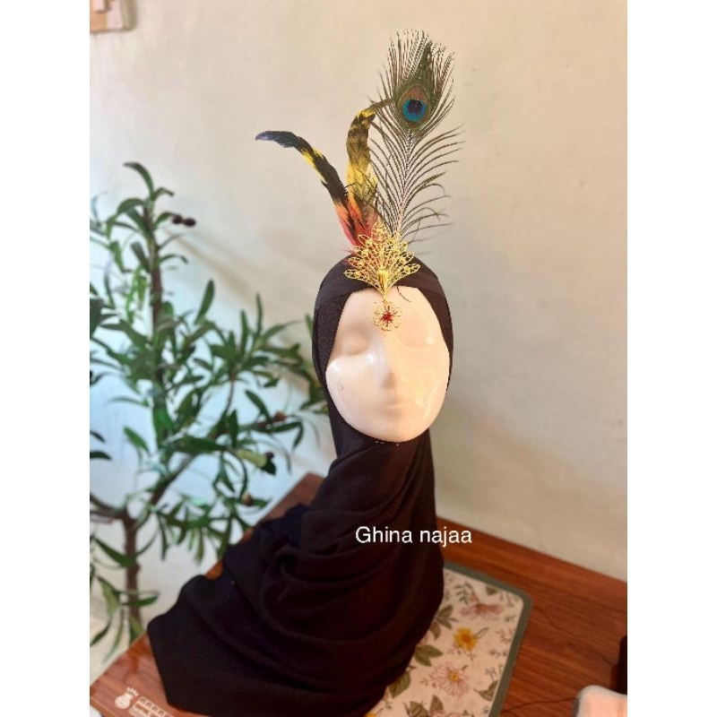 Mahkota Bulu Merak. Hiasan kepala bulu merak. Mahkota cantik murah. Mahkota kostum adat.