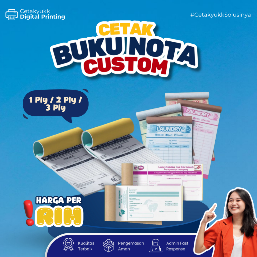 

Nota 1/4 Folio 1ply 2 ply 3 ply nota custom request nama toko olshop sendiri free desain