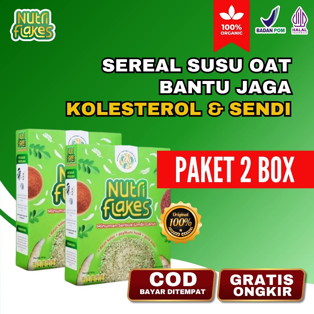

Paket 2 Box Nutriflakes - Sereal Oat Sehat Ampuh Atasi Asam Lambung