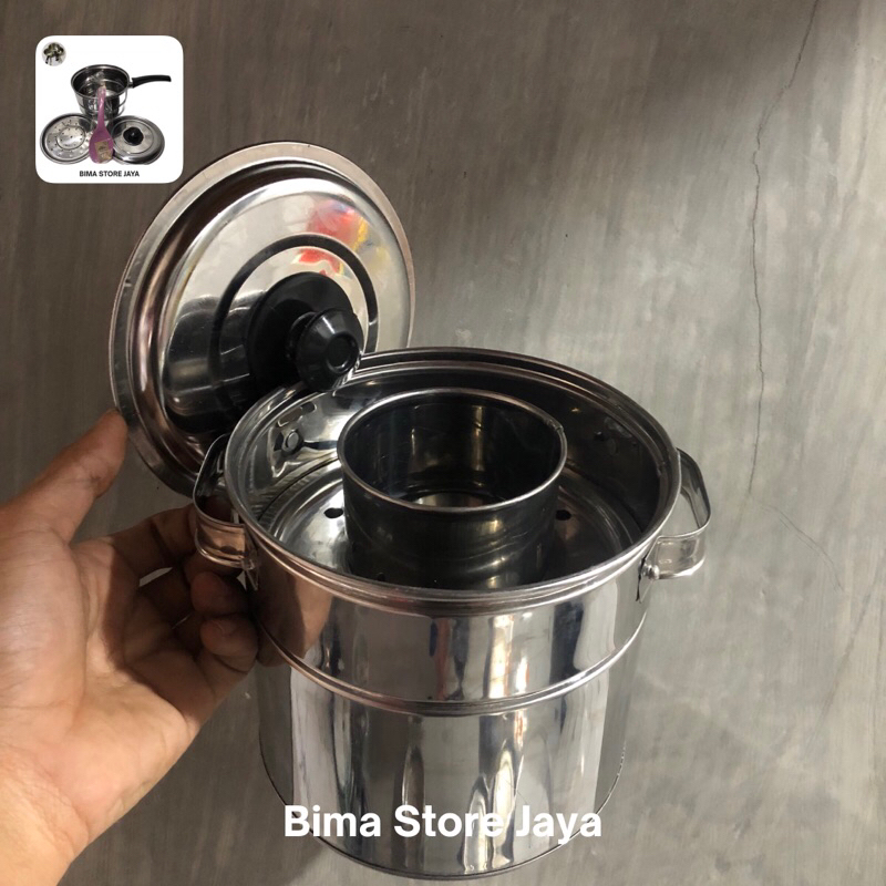 DANDANG BAKSO CEBOL SUPER MINI 16cm TUTUP STAINLES LENGKAP CENTONG CAPIT
