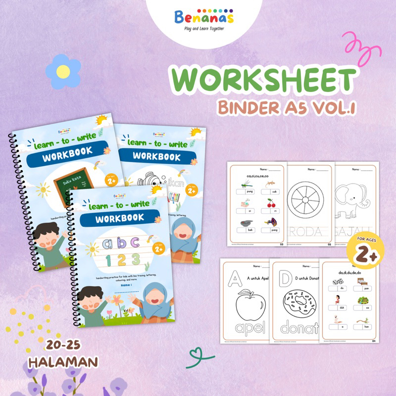 WORKSHEET Edukasi Anak/Lembar Kerja Aktivitas Edukasi Anak-Usia Dini Paud/TK 2-4Tahun