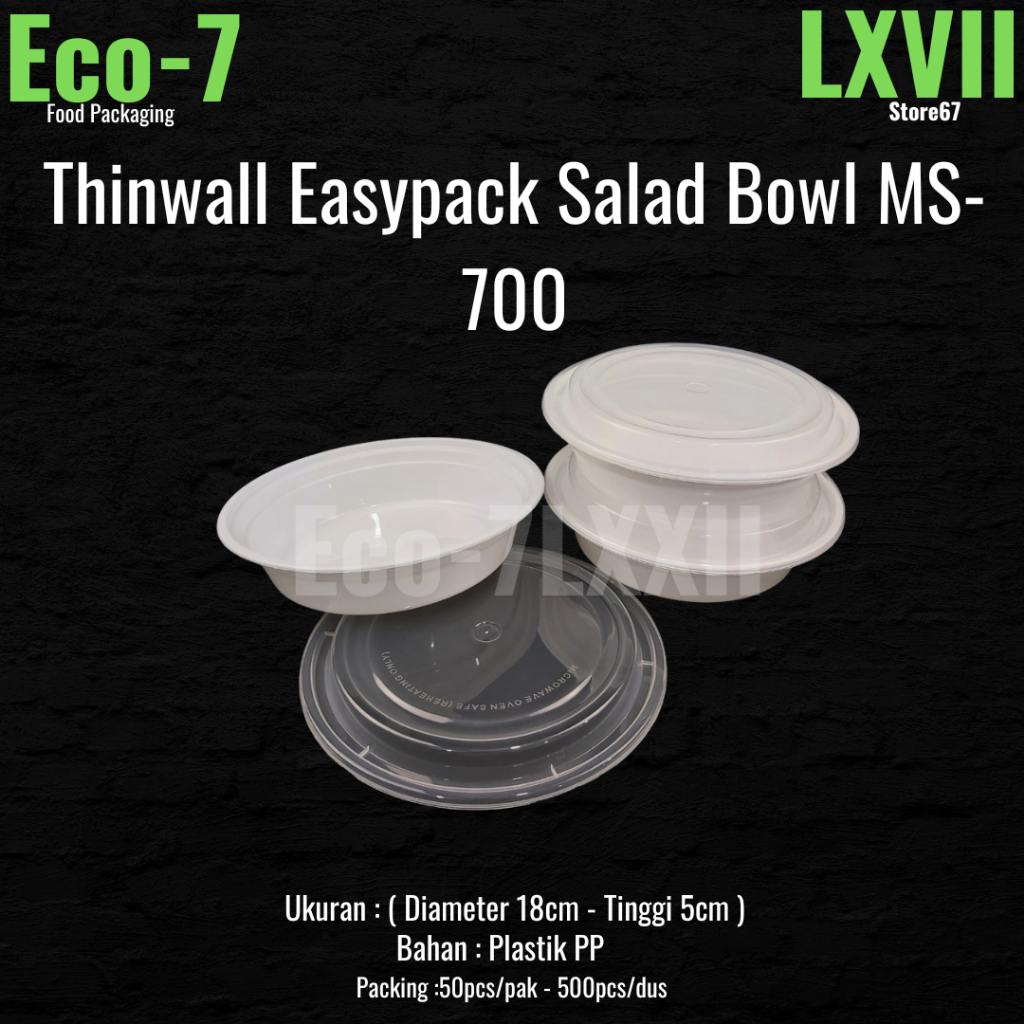 Salad Bowl Plastik Thinwall Bulat 700ml , Lunch Box