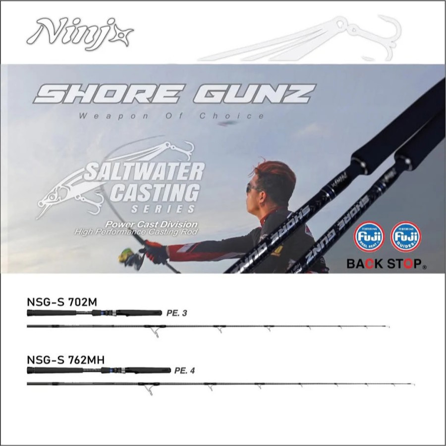 Joran Ninja Shore Gunz Casting Spinning Rod NSG-S 702M NSG-S 762MH Joran Pancing - #NSG-S 762MH