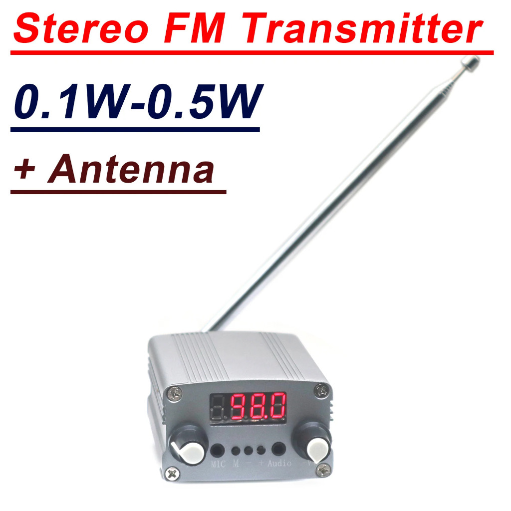 Pemancar FM 0,5W + Antena 75-110Mhz Pemancar FM Digital Stereo METER