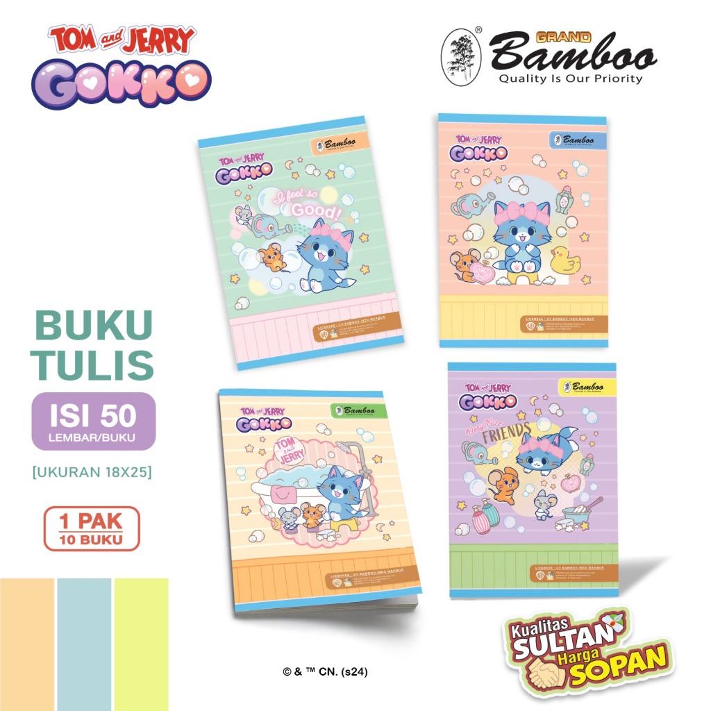 

Bamboo Buku Tulis Boxy 50 Tom&Jerry Gokko Series [ 1 Pak / 10 Buku ] Ukuran Besar