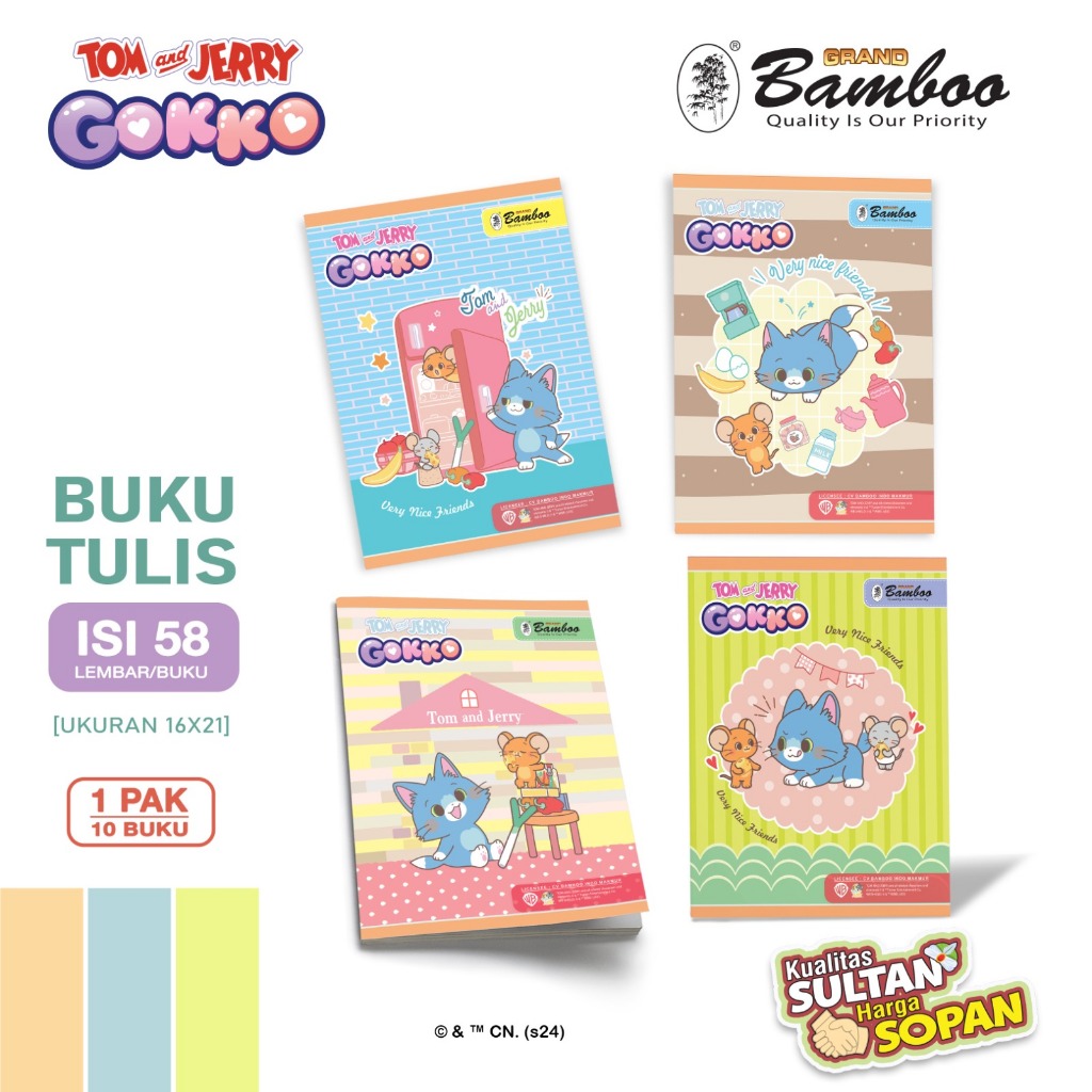 

Bamboo Buku Tulis Kwarto 58 Tom&Jerry Gokko Series [1 pak/10 buku]