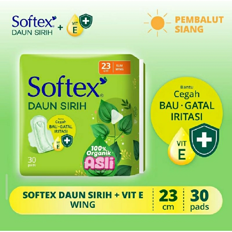 softex wing daun sirih 23 cm 30 pcs jumbo pack size pembalut charm laurier