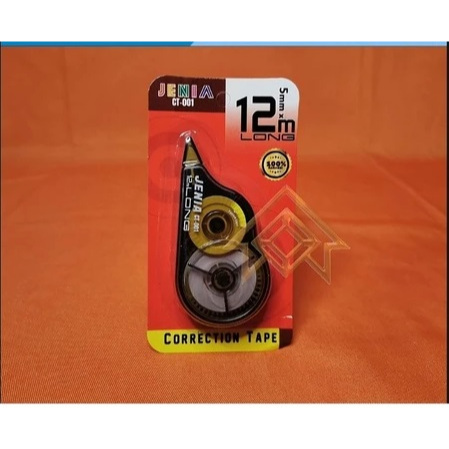 

Jenia CT-001 Correction Tape 12M x 5mm Tip-Ex Kertas / Tip Ex Roll 12M