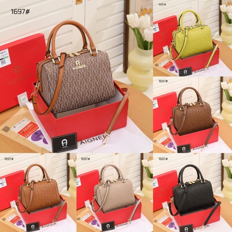 Aigner 0625 / 1697 New Signature Canvas & Leather Speedy Bag hb