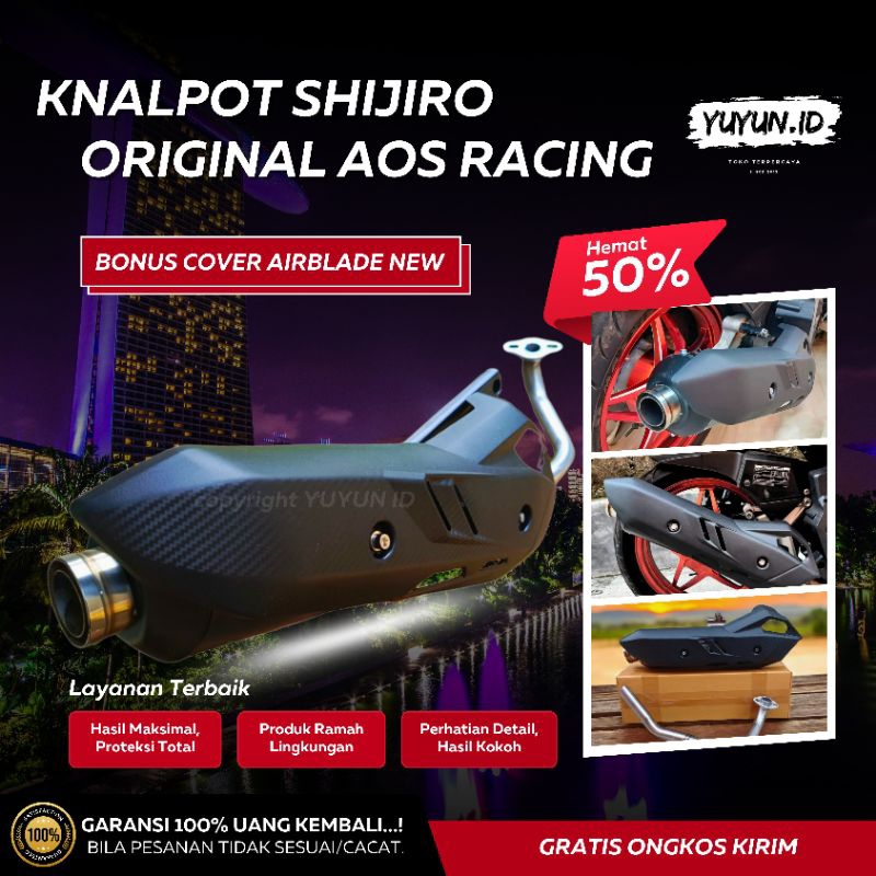 Knalpot Original Aos Racing Shijiro TB Vario Cover Airblade New Scoopy Beat Deluxe fi esp Karbu Mio 