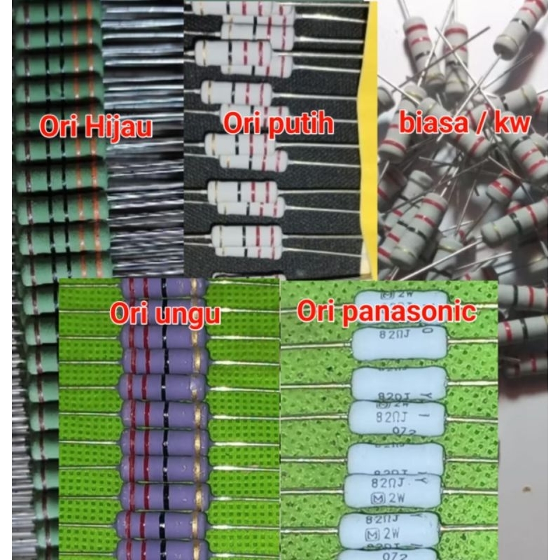 resistor 2w original taiwan hijau Japan ungu kw 1r 1r2 1r5 1r8 2r2 2r7 3r3 3r9 4r7 5r6 6r8 8r2 10r 1