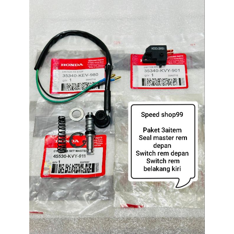 Seal master depan KVY+Switch rem depan KEV+Switch rem belakang KVY Beat fi Scoopy fi Spacy Fi Vario 