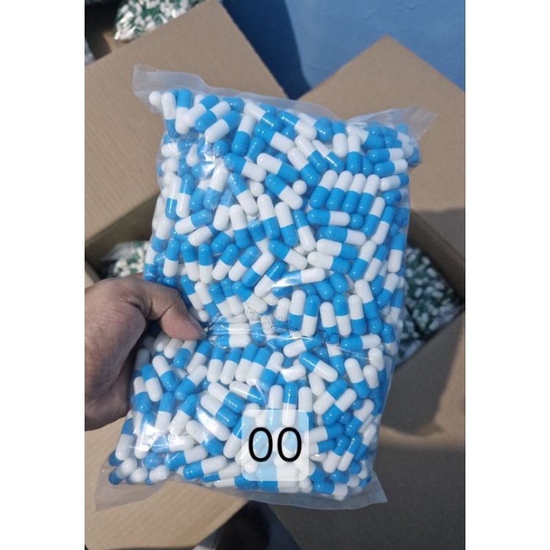 kapsul kosong No 00 / cangkang kapsul ukuran 00 warna biru putih
