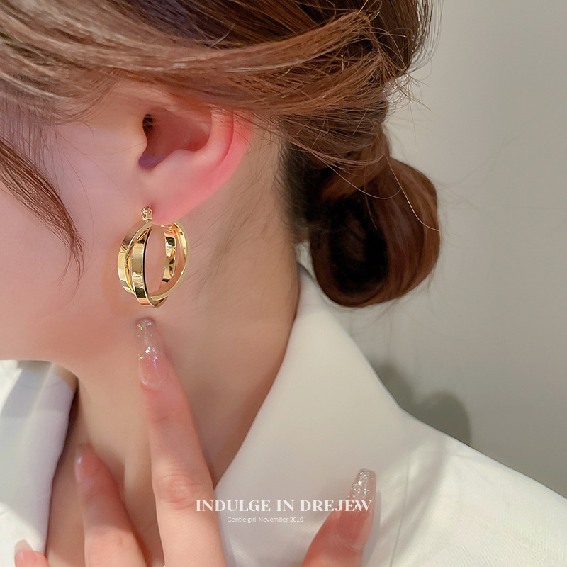 Anting Wanita A1156 Perhiasan perempuan Simple Elegan Earing Bulat Anting Hoops S925 Sterling  antin