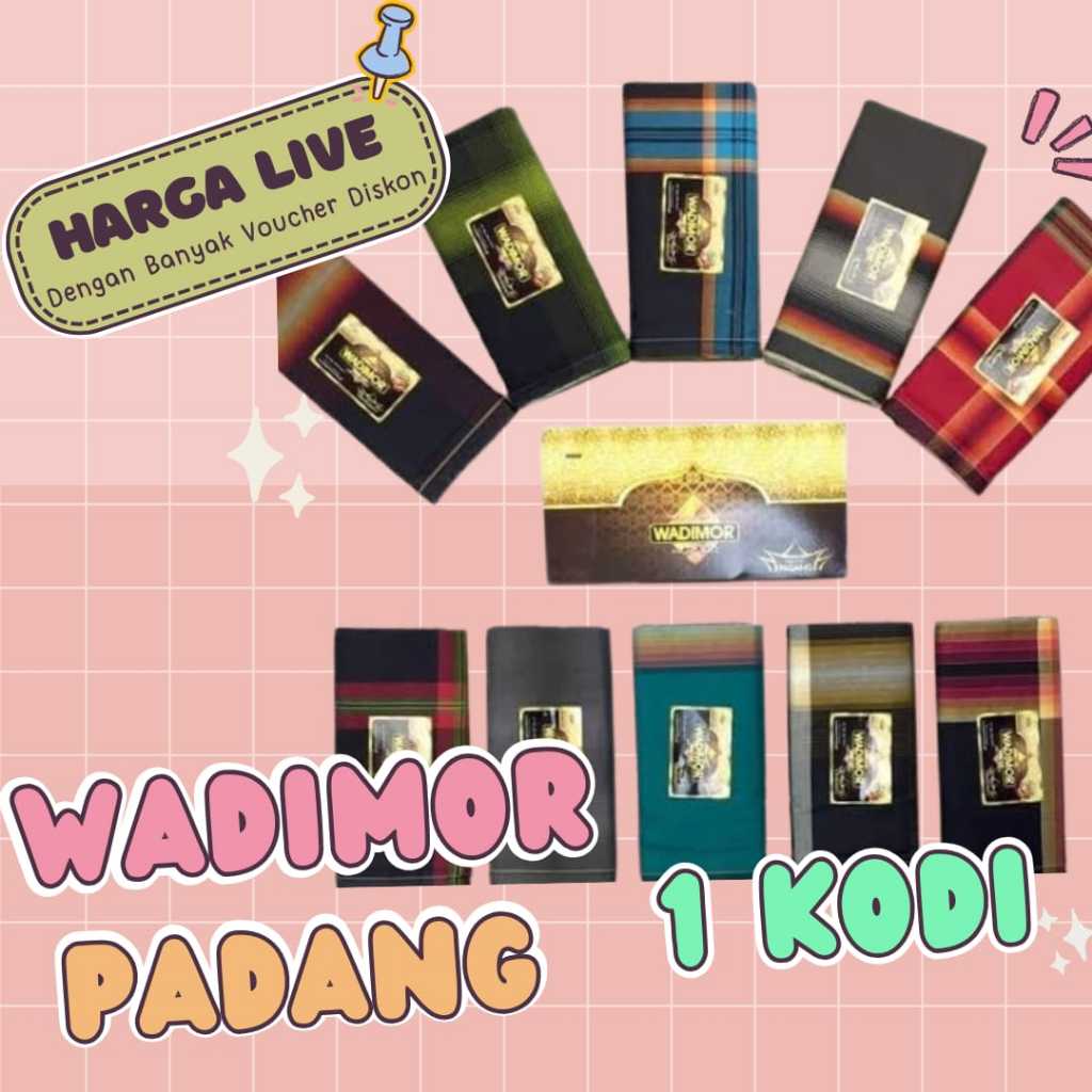 |HARGA LIVE| Sarung Wadimor PADANG 1 KODI / Sarung Dewasa / Sarung Grosir Ecer