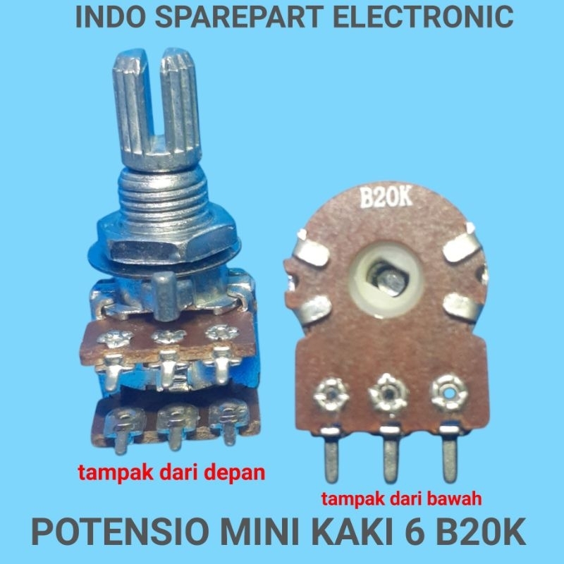 potensio mini 6 pin B20K stereo