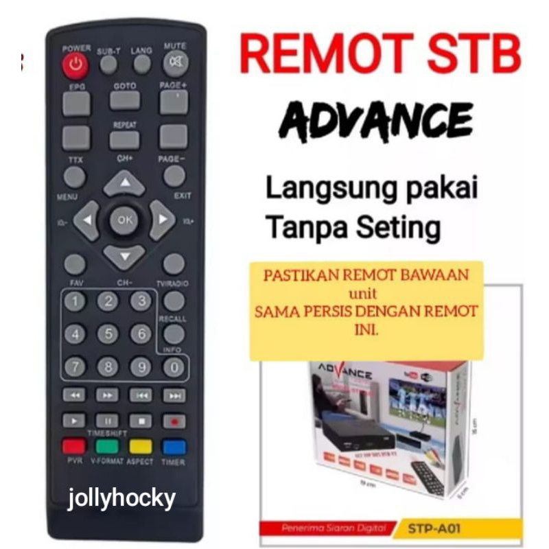 JOLLYHOKI REMOTE REMOT STB DVBT2 ADVANVE LANGSUNG PAKAI REMOT STB  ADVANCE