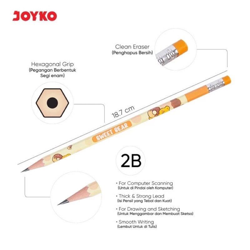 

1 Pcs! PENSIL 2B JOYKO P-8147 Sweet Bear