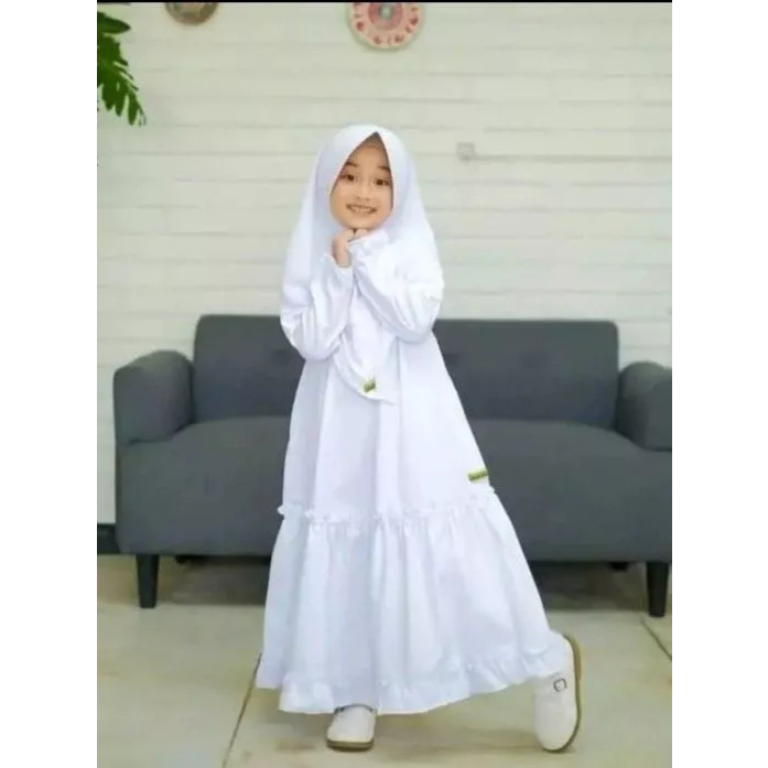 BESTPROMO TERLARISGAMIS ANAK PEREMPUAN//GAMIS ANAK PUTIH POLOS REMPEL//GAMIS ANAK SEKOLAH