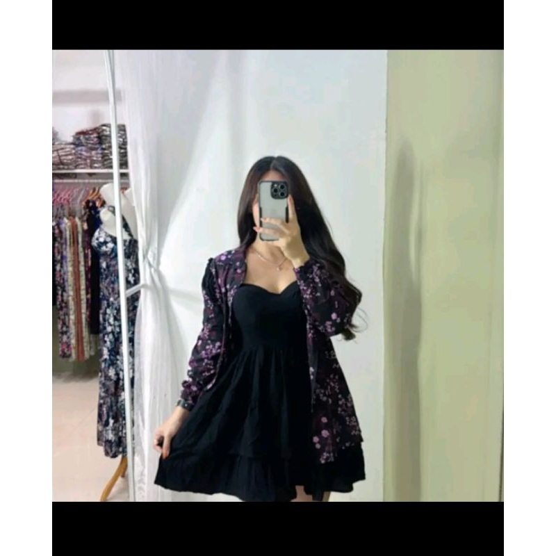 setelan kemeja outer dan dress miyabi rempel