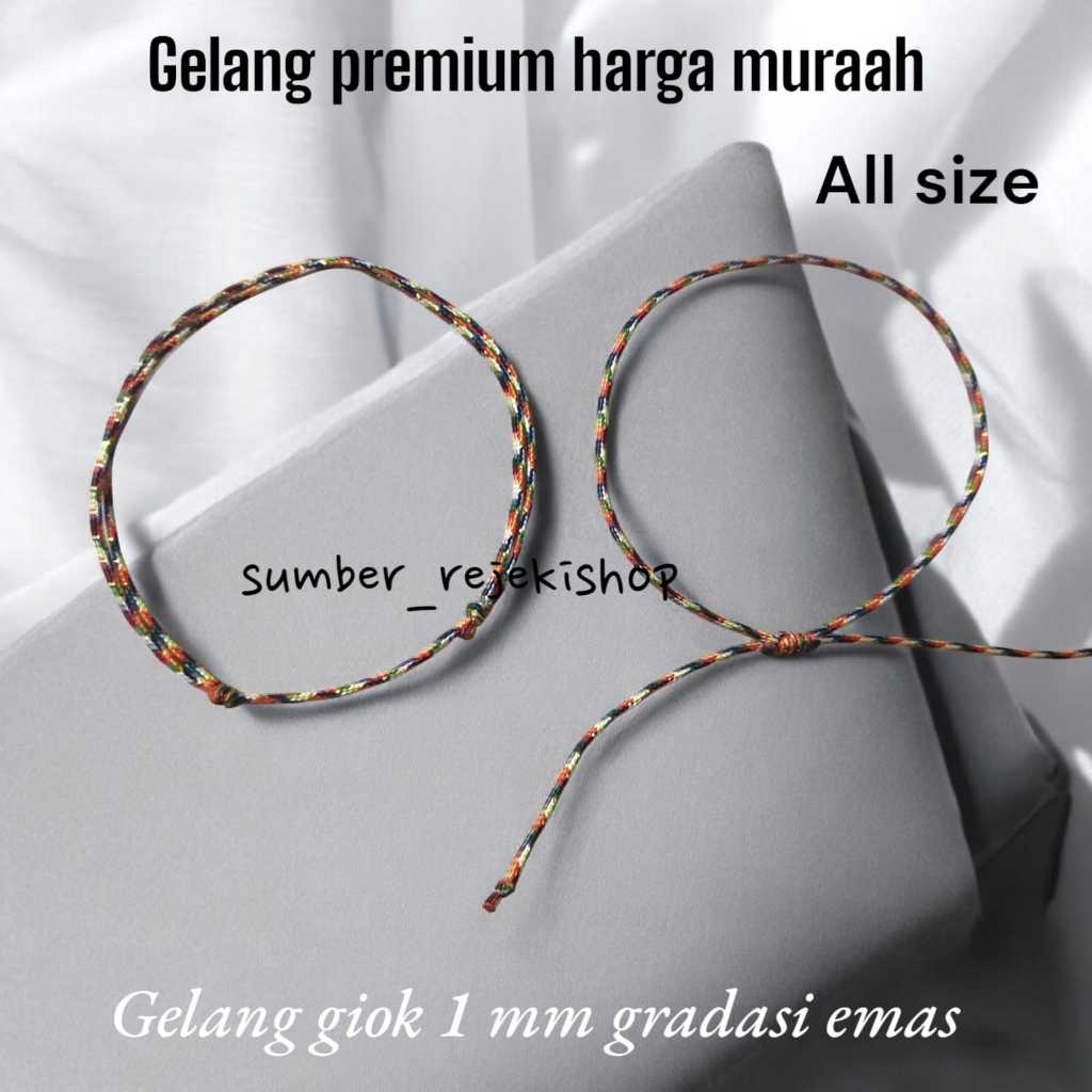 Gelang tipis giok 1 mm gradasi emas