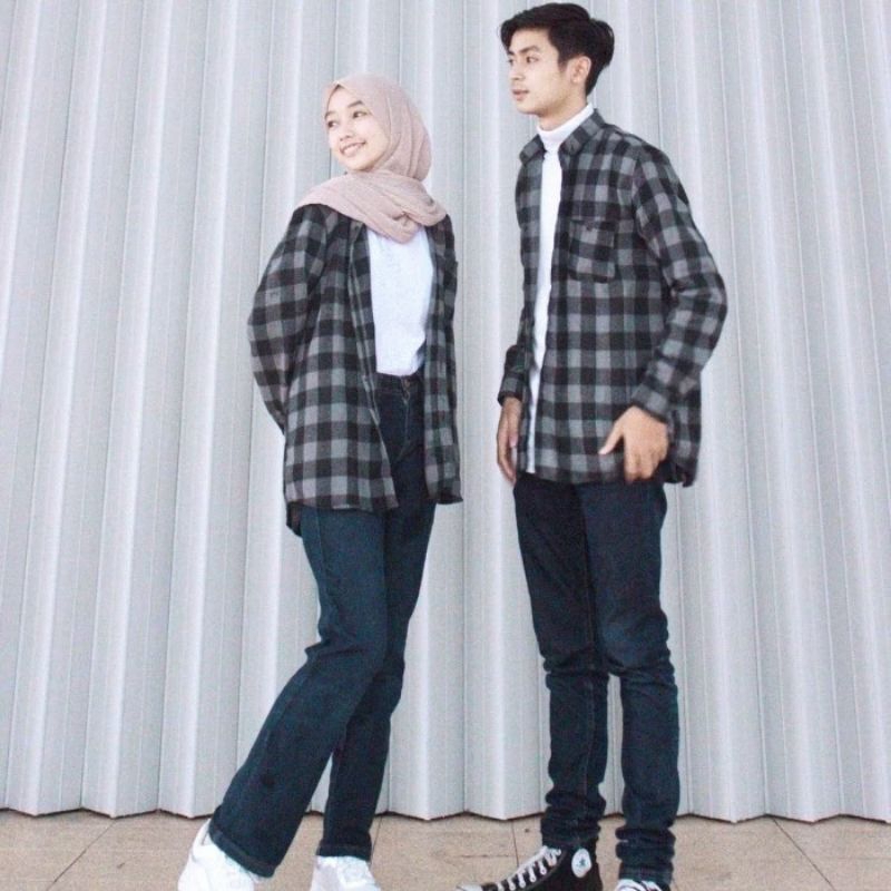 Flanel Kemeja Pria wanita unisex korean style